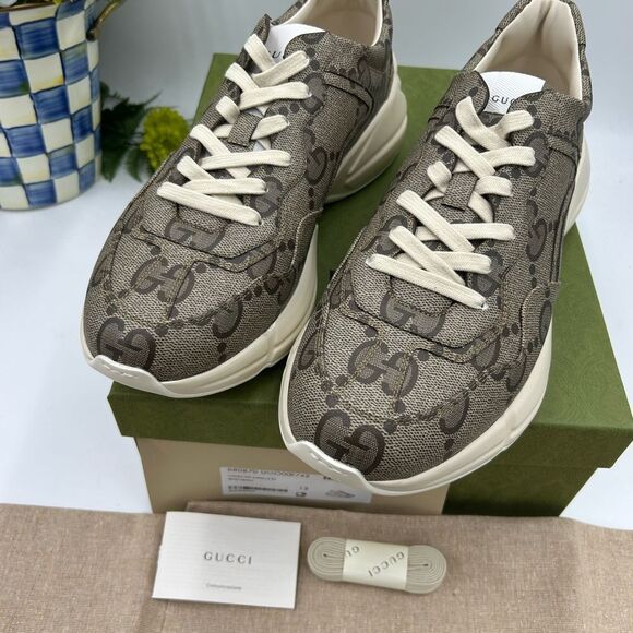 Men's Gucci Rython GG monogram sneakers size 13 made in Italy - Picture 2 of 10